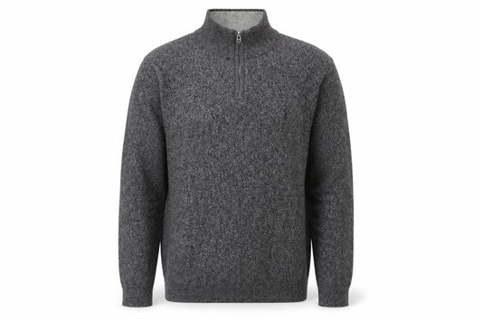 Front view of Next Men's Grey Full Zip Jumper, M, Cotton Blend
