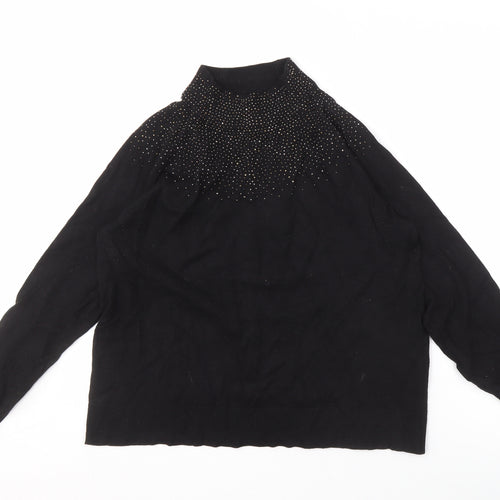 Sfera Women's Black Studded Pullover Jumper L