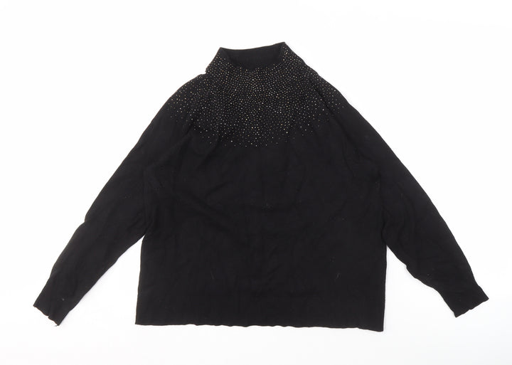 Sfera Women's Black Studded Pullover Jumper L