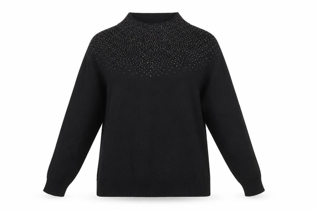 Front view of Sfera Women's Black Studded jumper L