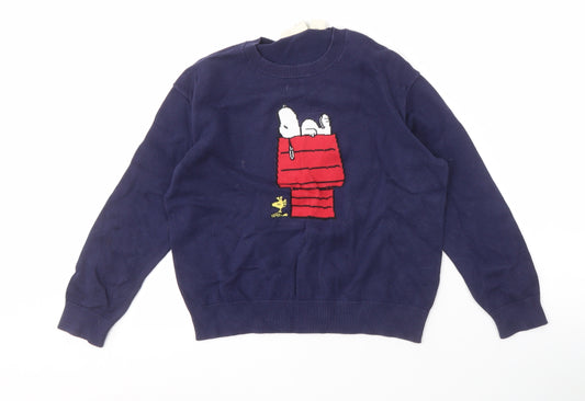 Uniqlo Boys Blue Snoopy Graphic Pullover Jumper Size 8 Years