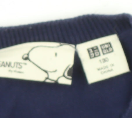 Uniqlo Boys Blue Snoopy Graphic Pullover Jumper Size 8 Years