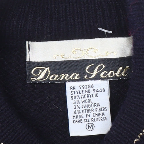 Dana Scott Women's Black Argyle Long Sleeve Jumper M