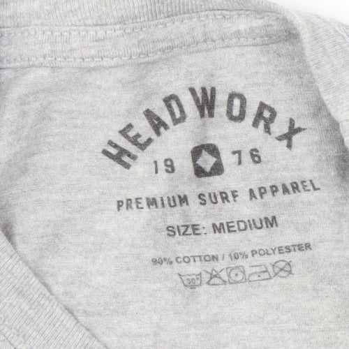 Headworx Men's Grey Skull Surf Graphic T-Shirt, Size M