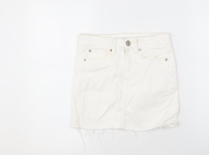 American Eagle Women's White Short Fringe Skirt, Size 4