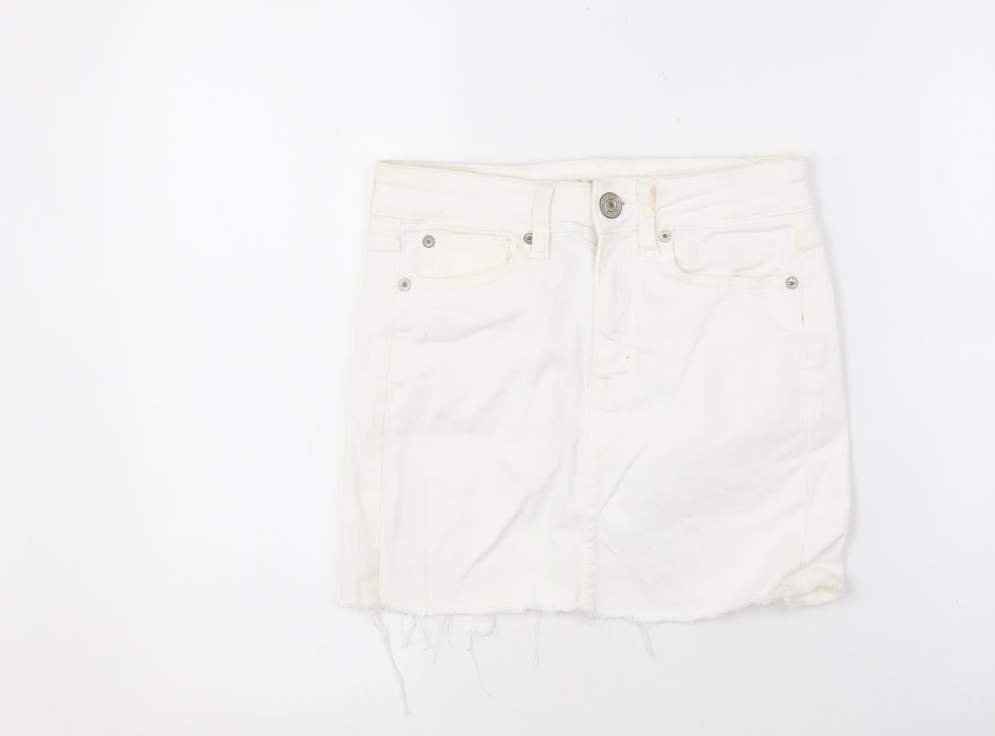 American Eagle Women's White Short Fringe Skirt, Size 4
