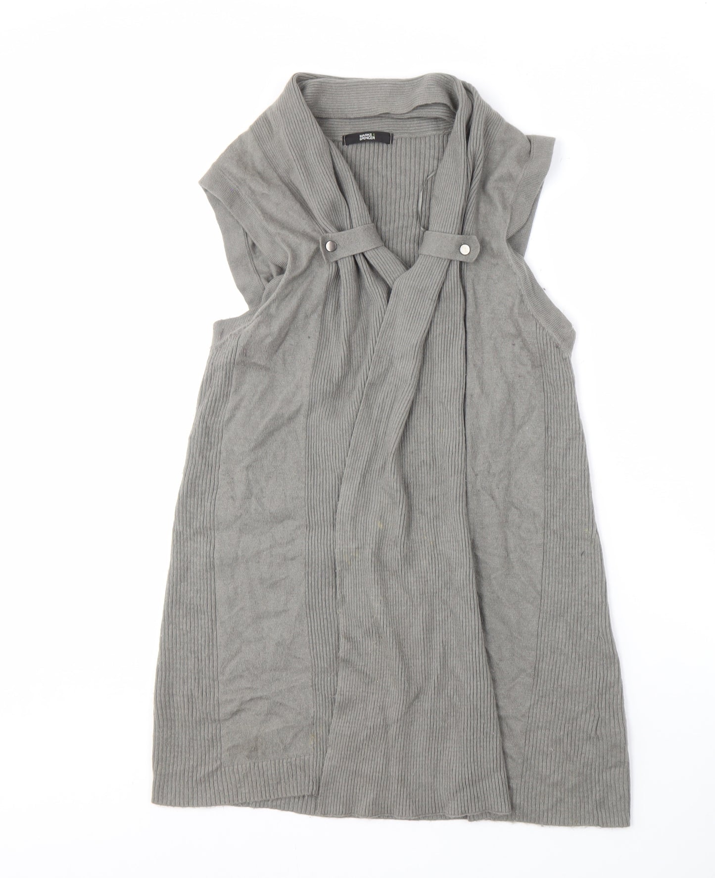 Marks and Spencer Women's Grey Knit Open Front Vest Size 14