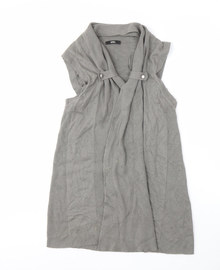 Marks and Spencer Women's Grey Knit Open Front Vest Size 14