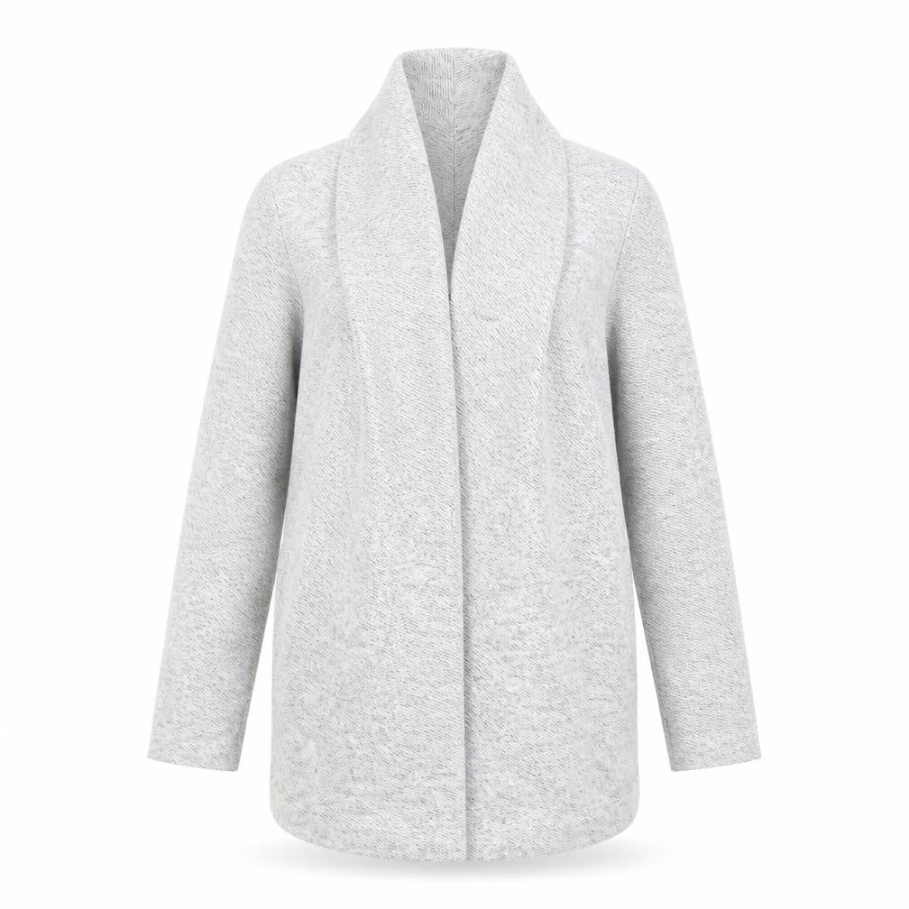 Front view of Next Women's Grey Open Front Cardigan, size 12, Long Sleeve