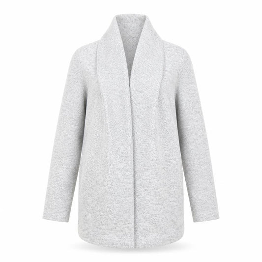 Front view of Next Women's Grey Open Front Cardigan, size 12, Long Sleeve
