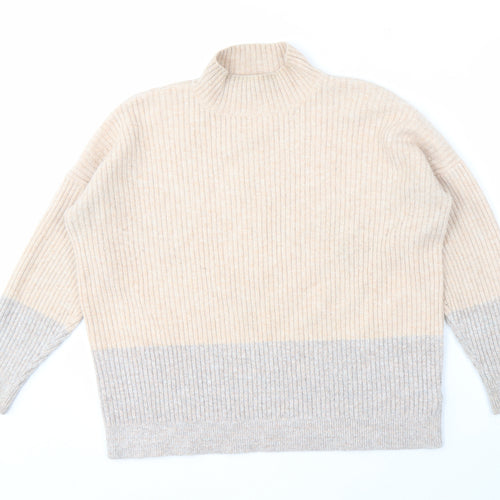 Marks and Spencer Women's Beige High Neck Jumper - Large