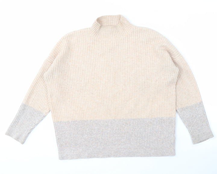 Marks and Spencer Women's Beige High Neck Jumper - Large