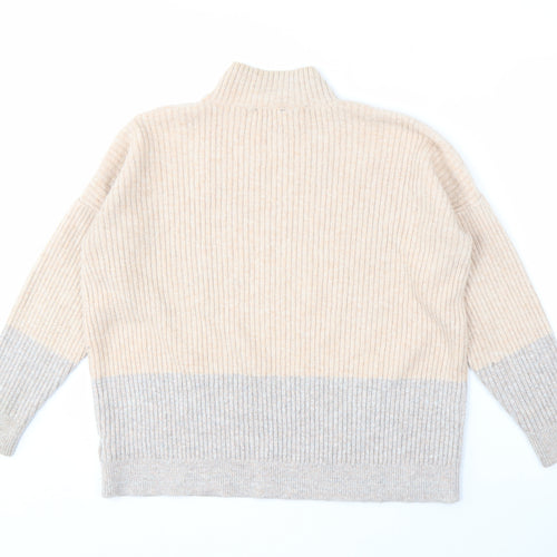 Marks and Spencer Women's Beige High Neck Jumper - Large