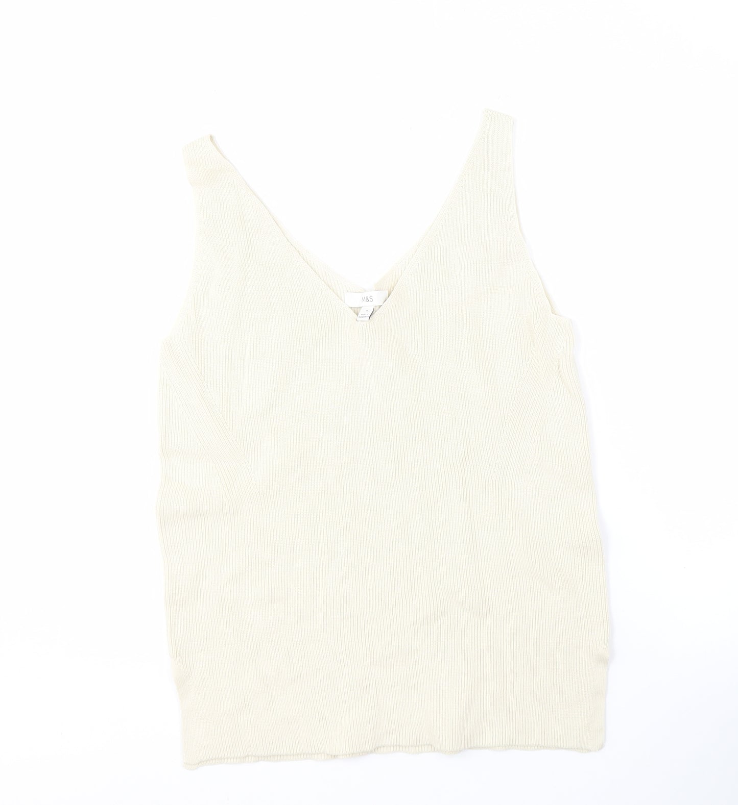 Marks and Spencer Beige V-Neck Sleeveless Knit Jumper