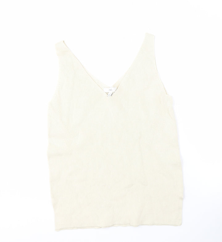 Marks and Spencer Beige V-Neck Sleeveless Knit Jumper