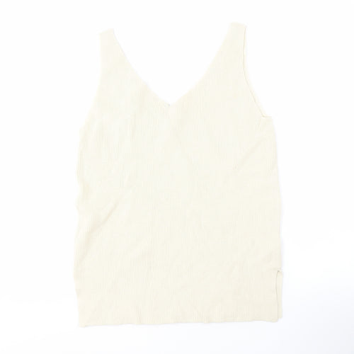 Marks and Spencer Beige V-Neck Sleeveless Knit Jumper