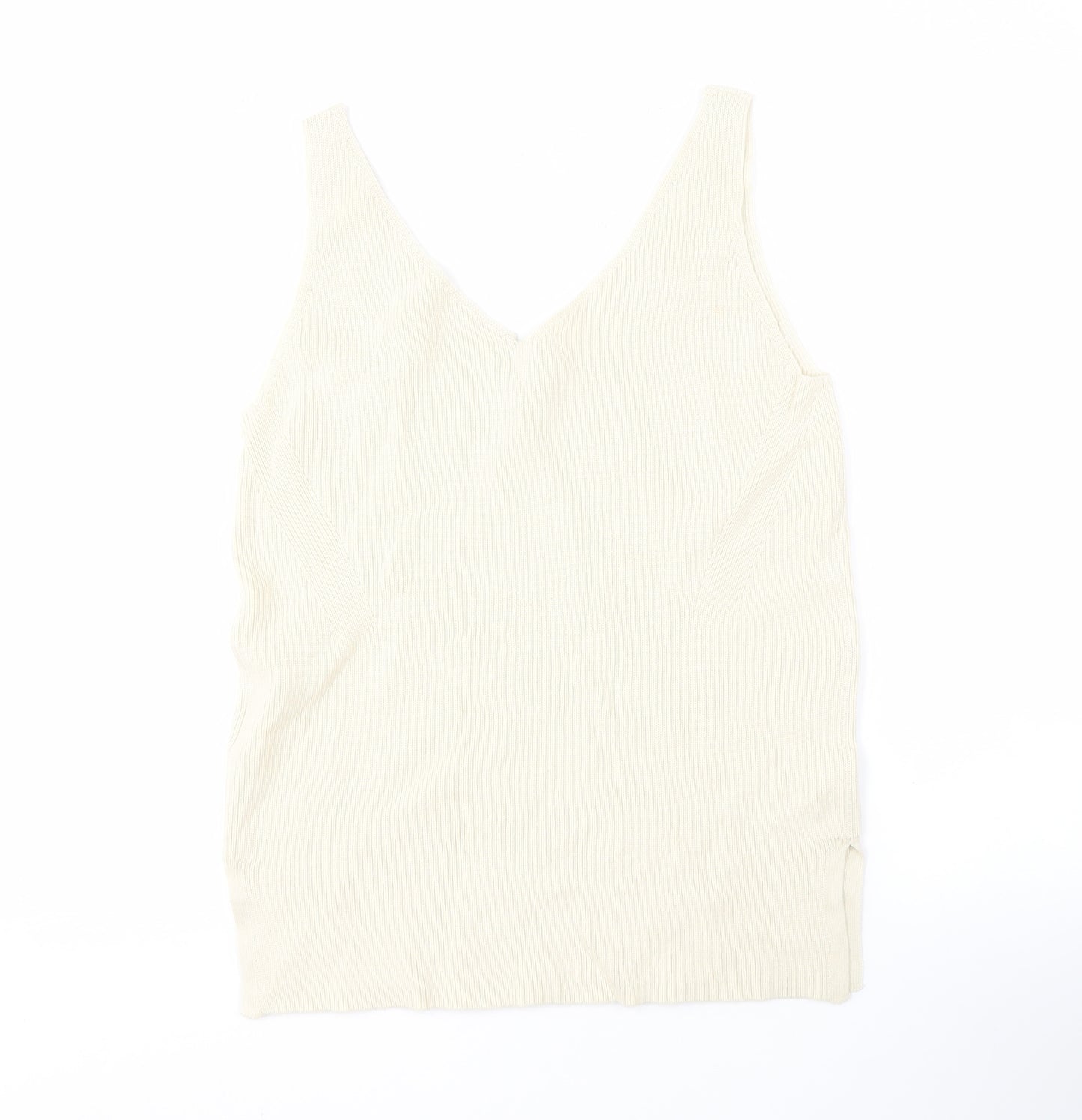 Marks and Spencer Beige V-Neck Sleeveless Knit Jumper