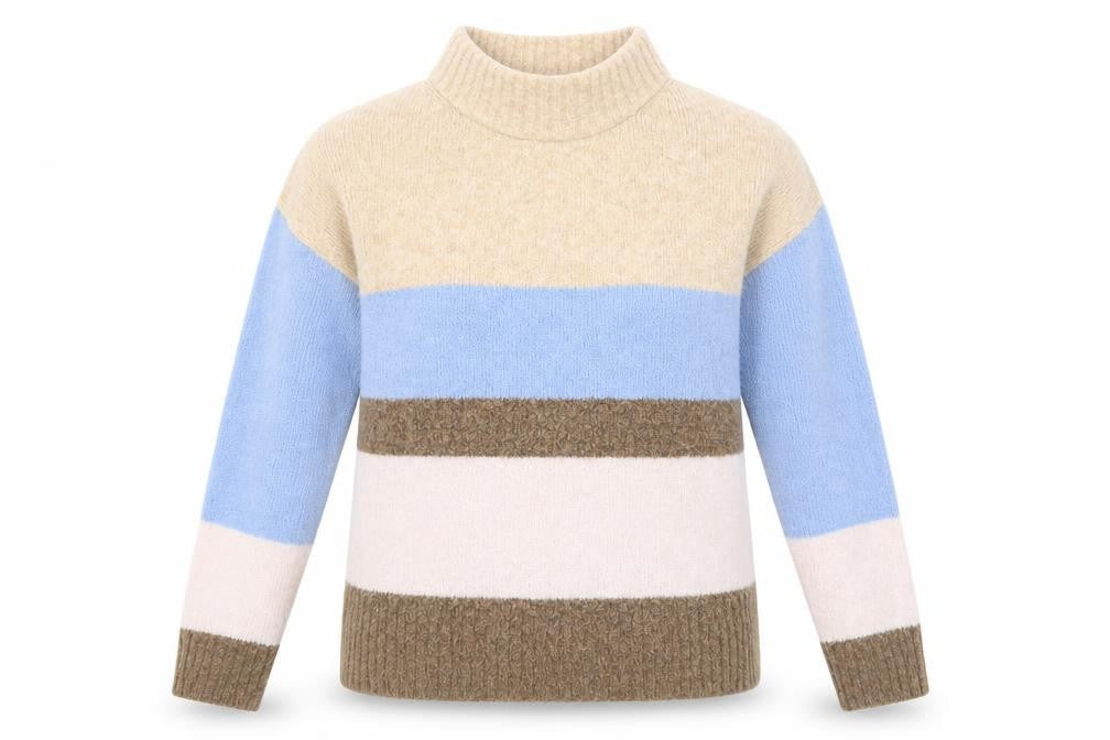 Front view of Next Women's Multicolour High Neck Striped Jumper
