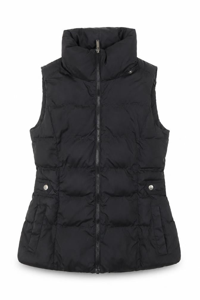 Front view of Denver Hayes Women's Black Puffer Waistcoat S