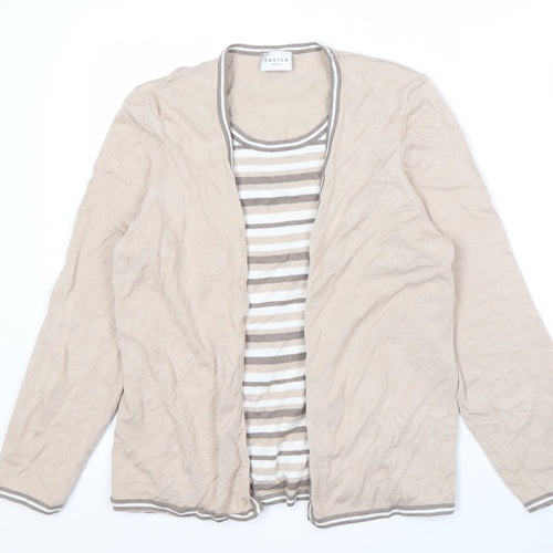 Eastex Women's Beige Striped Cardigan Size 14 Knit
