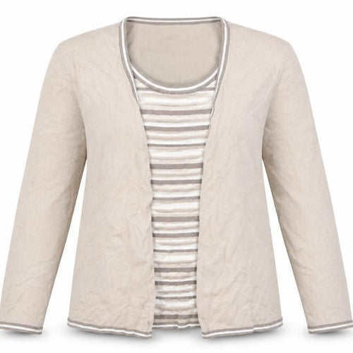Eastex Women's Beige Striped Cardigan Size 14 Knit
