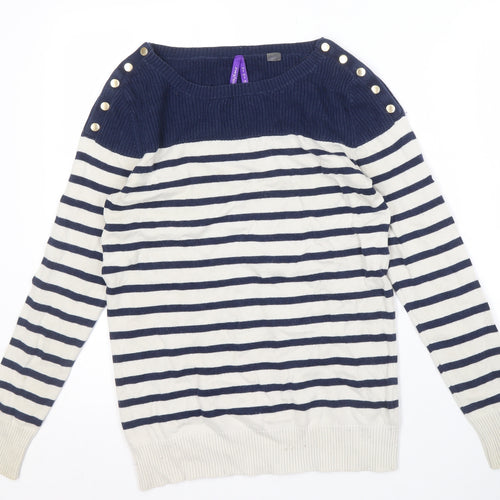 Séraphine Women's Blue Striped Button Pullover Size 8