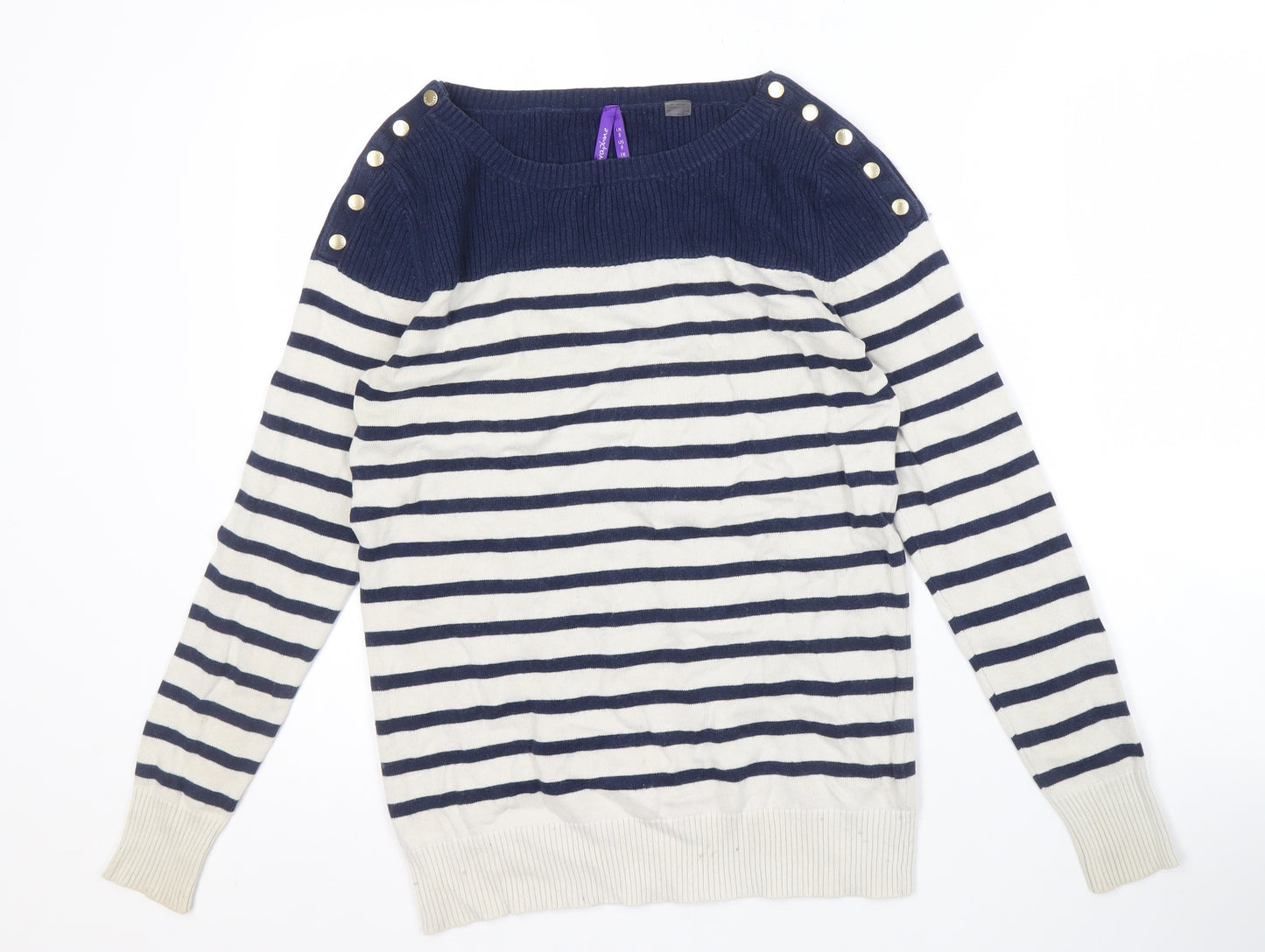 Séraphine Women's Blue Striped Button Pullover Size 8