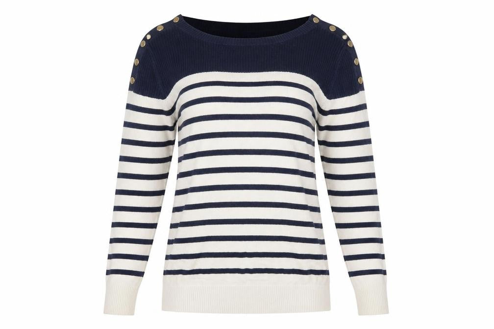 Séraphine Women's Blue Striped Button Pullover Size 8