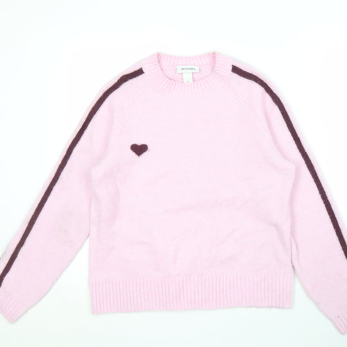 Monki Women's Pink Crew Neck Pullover Jumper