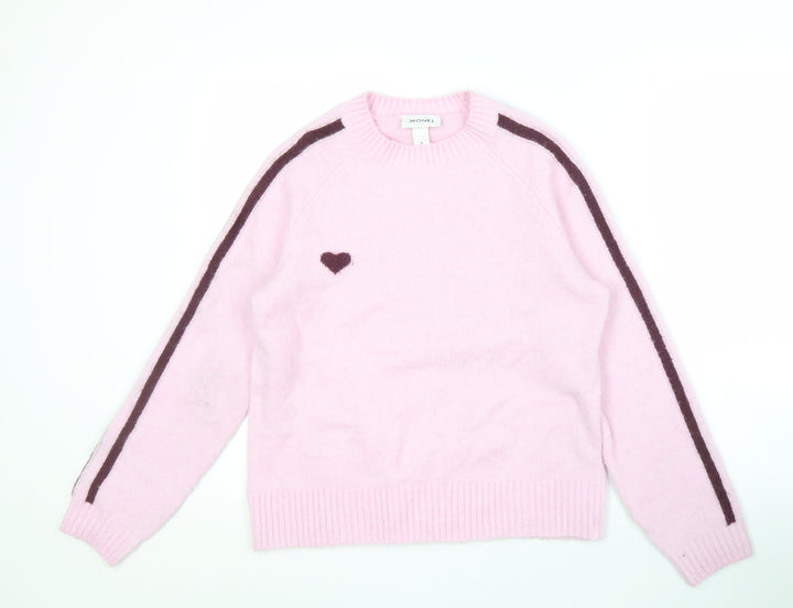 Monki Women's Pink Crew Neck Pullover Jumper
