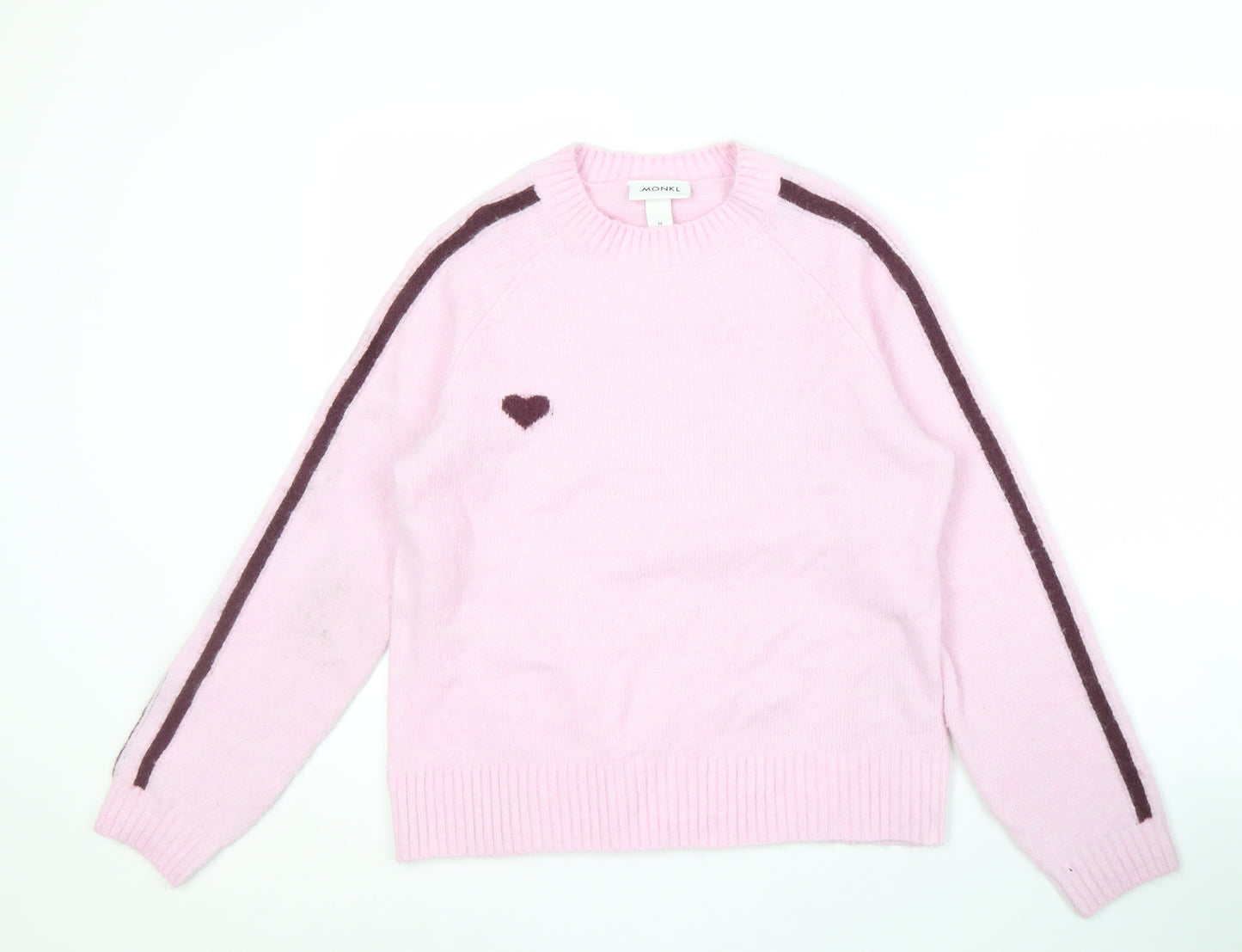 Monki Women's Pink Crew Neck Pullover Jumper