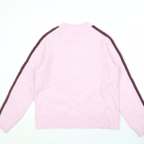 Monki Women's Pink Crew Neck Pullover Jumper
