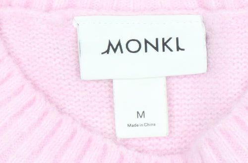 Monki Women's Pink Crew Neck Pullover Jumper