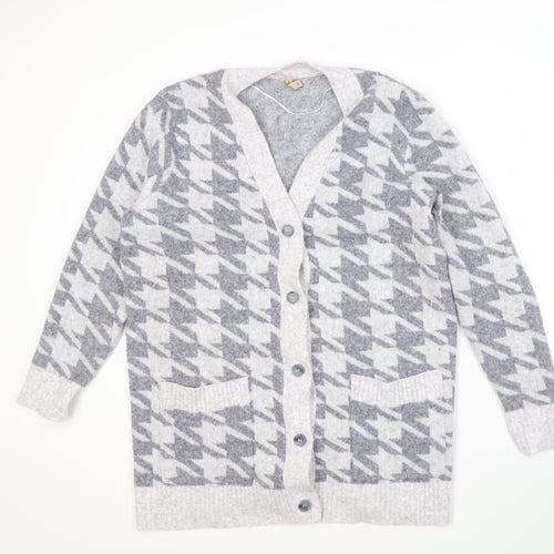 Soyaconcept Women's Grey Cardigan, Size M, Houndstooth