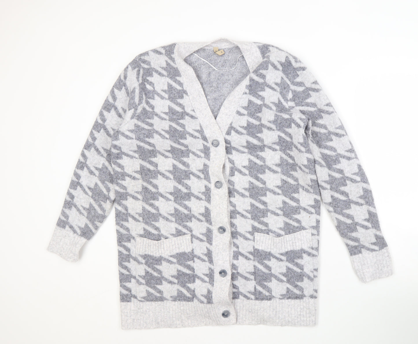 Soyaconcept Women's Grey Cardigan, Size M, Houndstooth