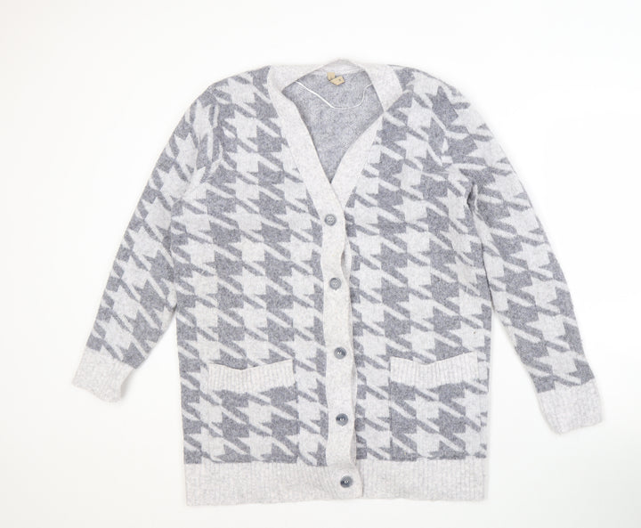 Soyaconcept Women's Grey Cardigan, Size M, Houndstooth