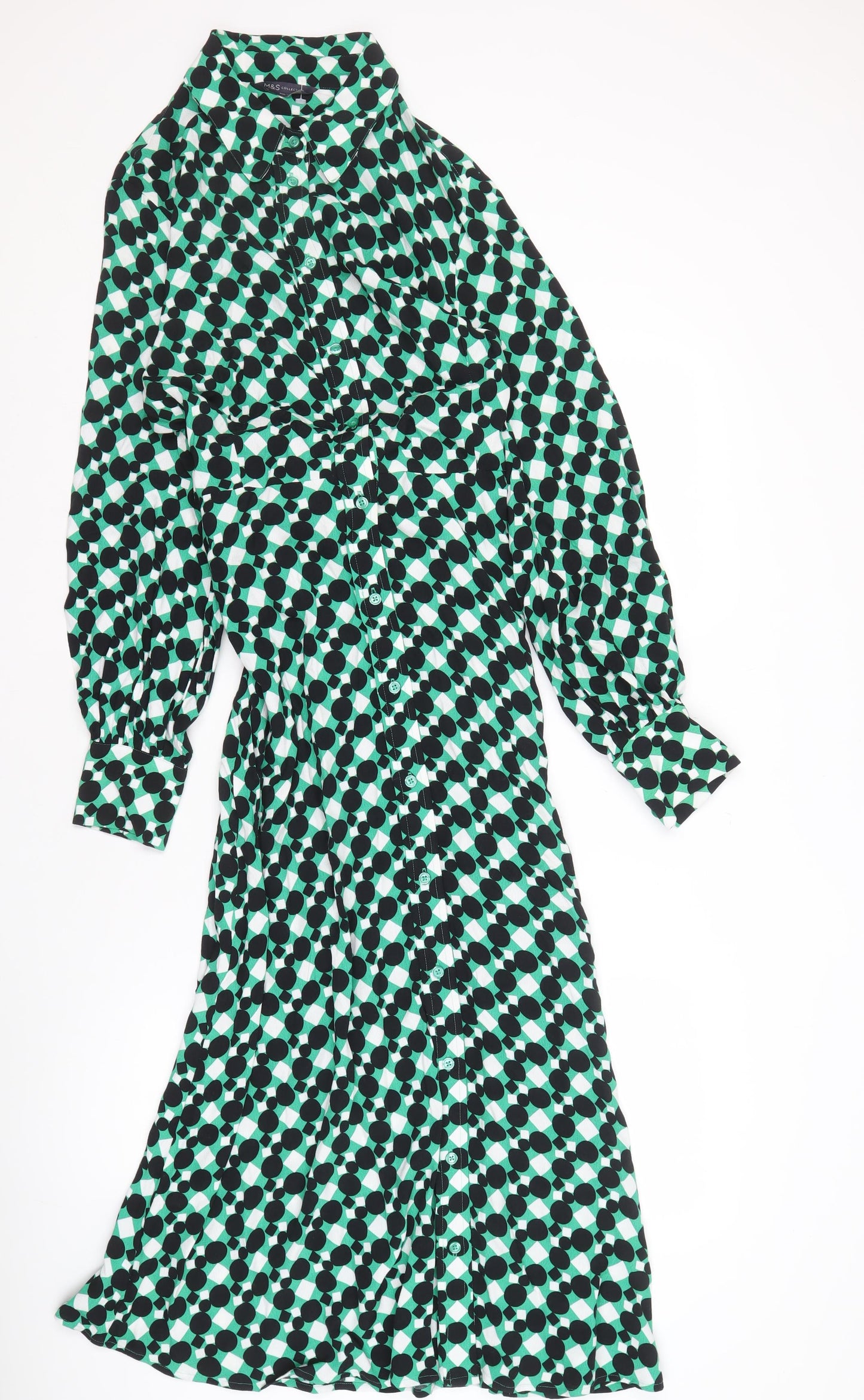 Marks and Spencer Women's Multicoloured Polka Dot Shirt Dress Size 14