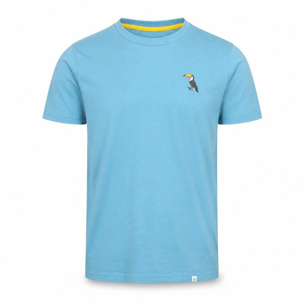 Front view of ICE & POP Men's Blue Animal T-Shirt, Small, Cotton