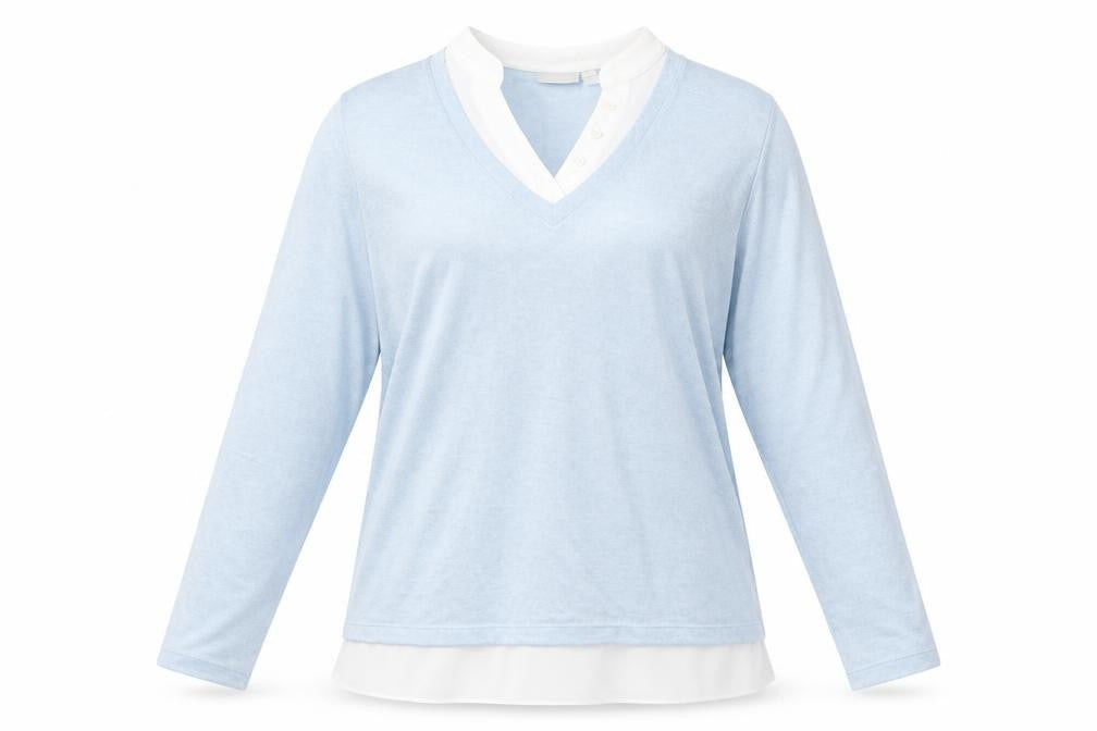 Fransa Women's Blue V-Neck Pullover Jumper Size S