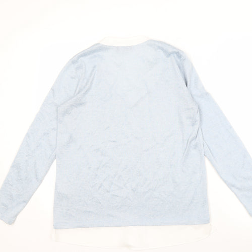 Fransa Women's Blue V-Neck Pullover Jumper Size S