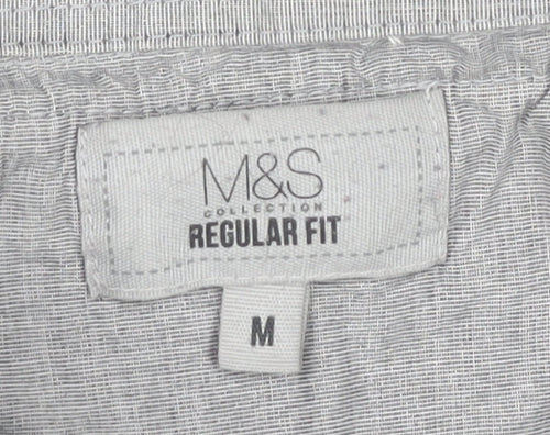 Marks and Spencer Men's Grey V-Neck Pullover - M
