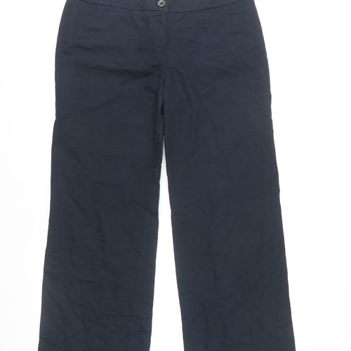 Autograph Women's Blue Straight-Leg Trousers Size 10