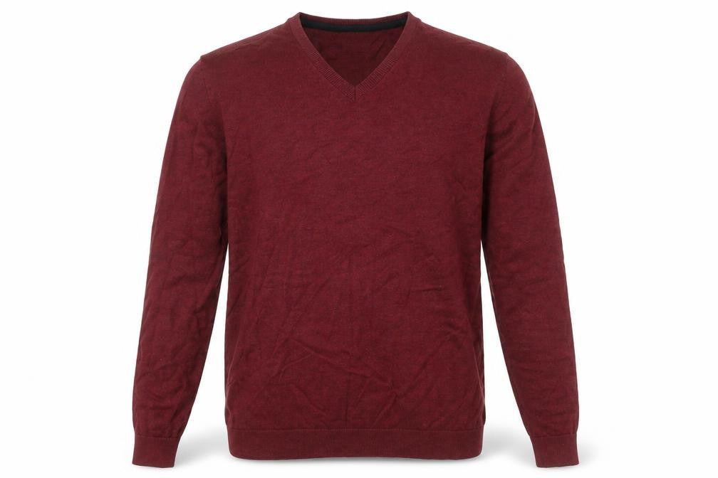 Front view of Next Men's Red V-Neck jumper, size M