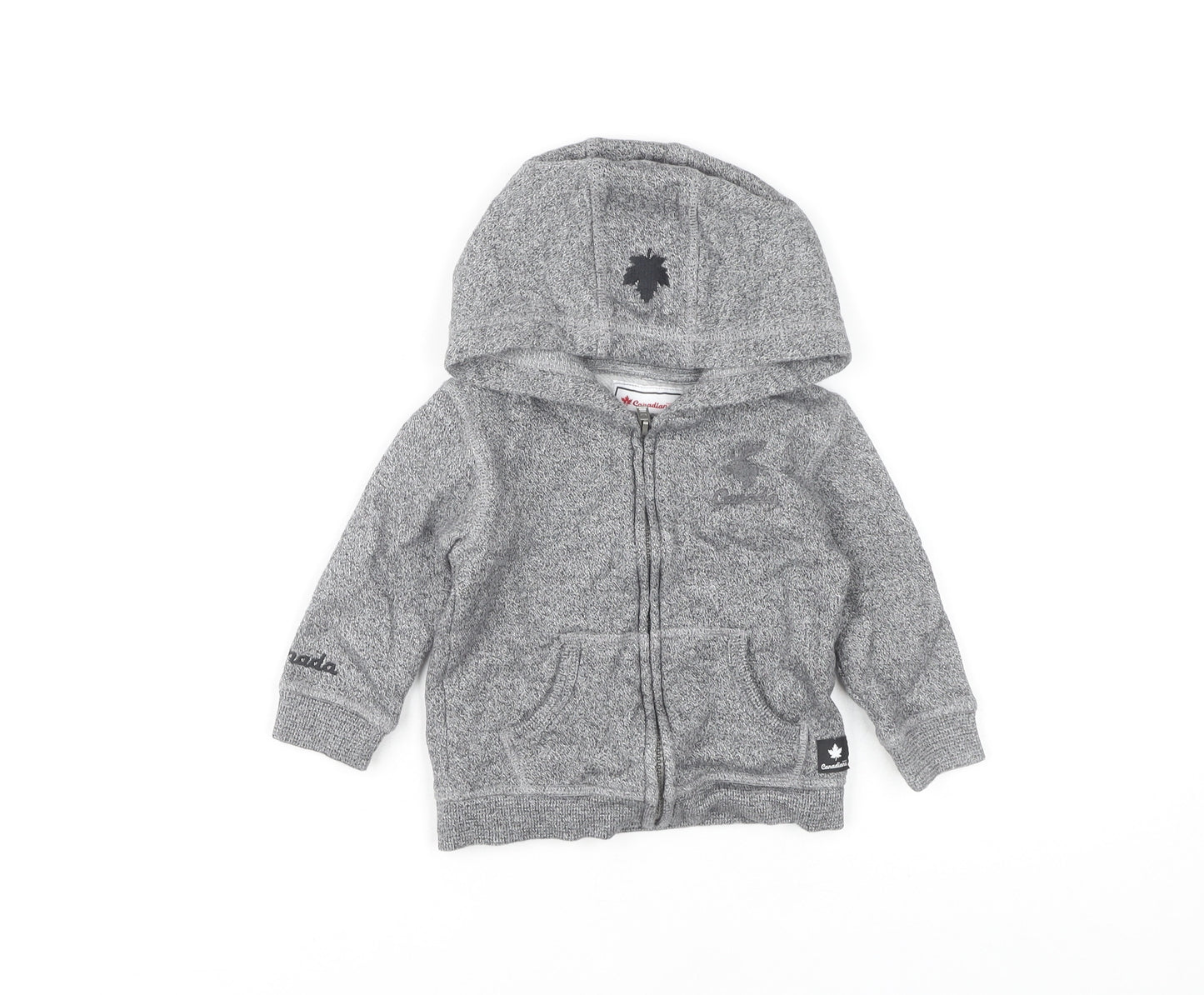 Canadiana Grey Basic Jacket, Unisex 18-24 Months, Hooded
