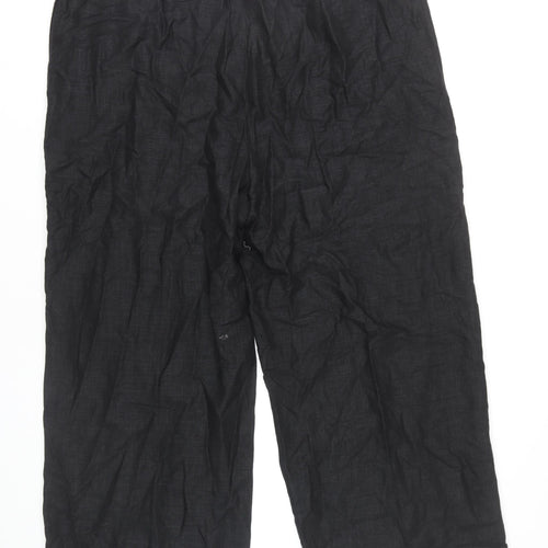 Marks & Spencer Women's Black Wide-Leg Linen Trousers