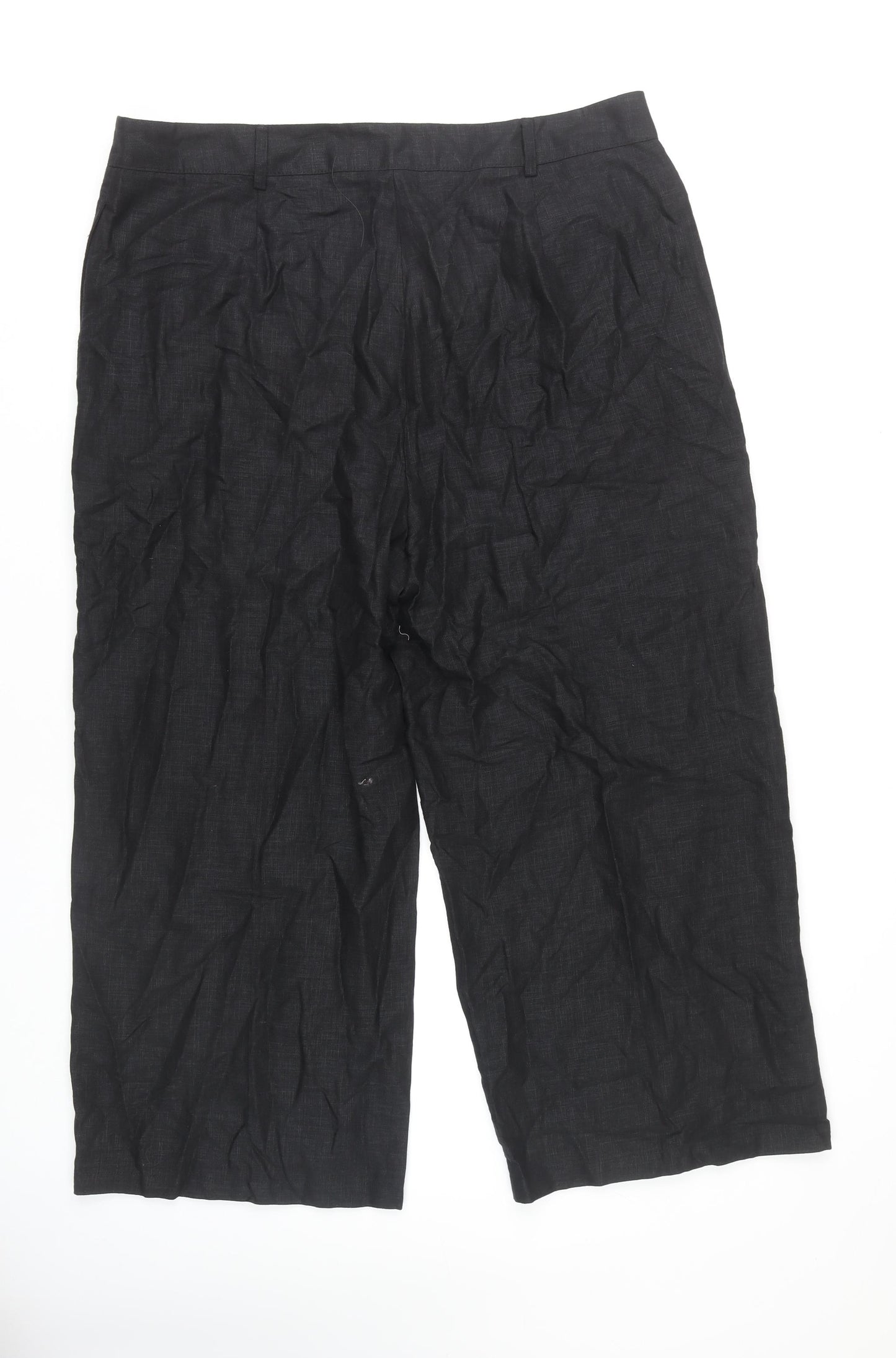Marks & Spencer Women's Black Wide-Leg Linen Trousers