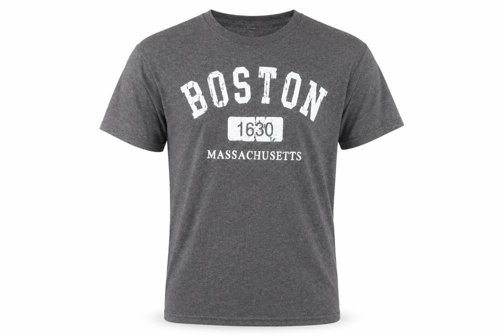 Front view of Delta Men's Grey Boston Classic Crew Neck T-Shirt M