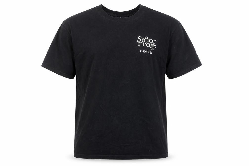 Front view of Señor Frog's Men's Black Beach Graphic T-Shirt M