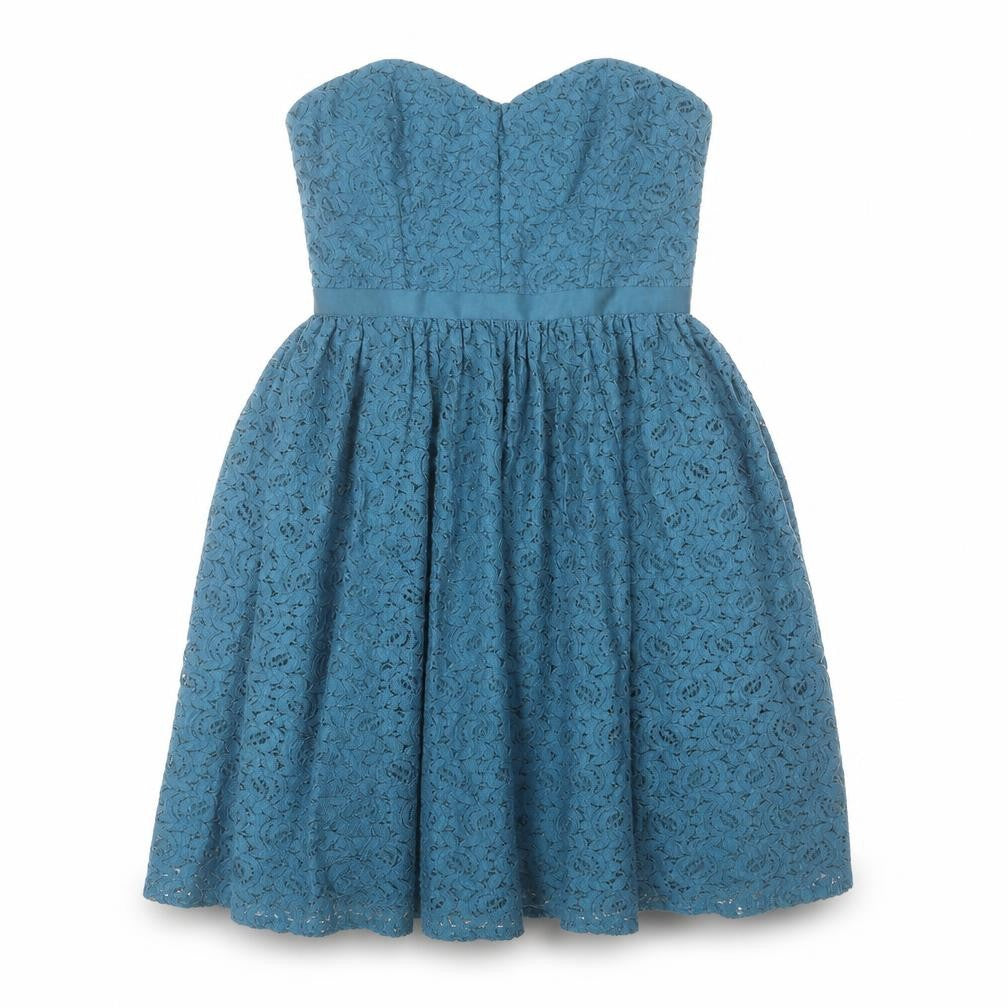 Jack Wills Blue Strapless Cotton Dress Women UK 8
