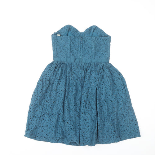 Jack Wills Blue Strapless Cotton Dress Women UK 8